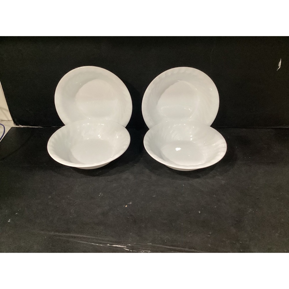 Corelle Enhancements White Swirl Cereal Soup Salad Bowls 7 ¼" Set Of 4